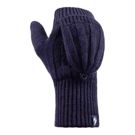 Ladies Cable Knit 2.3 Tog Thermal Winter Fingerless Converter Gloves