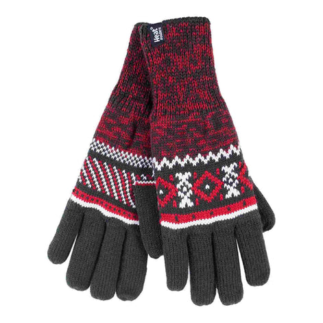 Mens Nordic Fairisle Knitted Fleece Lined Winter Thermal Gloves