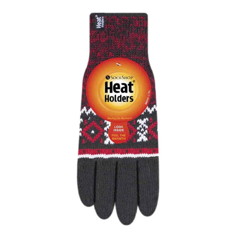 Mens Nordic Fairisle Knitted Fleece Lined Winter Thermal Gloves