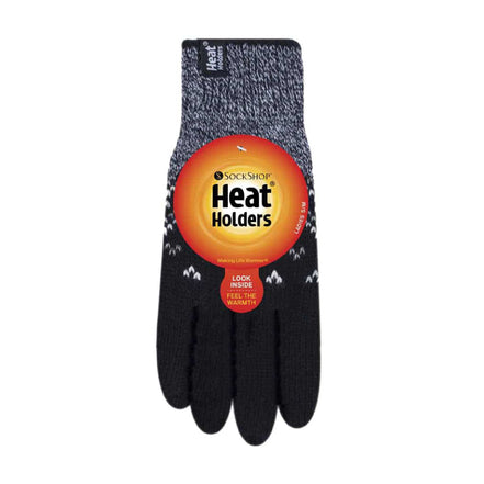 Ladies Fairisle Fleece Lined Knitted Warm Winter Thermal Gloves