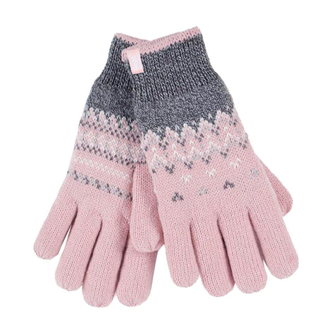Ladies Fairisle Fleece Lined Knitted Warm Winter Thermal Gloves
