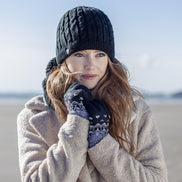 Ladies Fairisle Fleece Lined Knitted Warm Winter Thermal Gloves