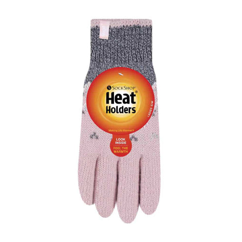 Ladies Fairisle Fleece Lined Knitted Warm Winter Thermal Gloves