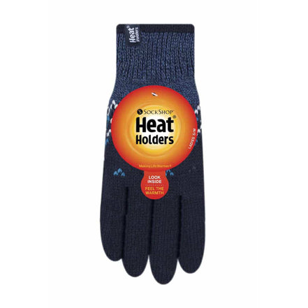 Ladies Fairisle Fleece Lined Knitted Warm Winter Thermal Gloves