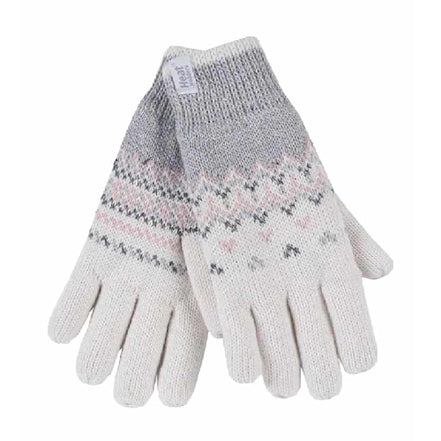 Ladies Fairisle Fleece Lined Knitted Warm Winter Thermal Gloves
