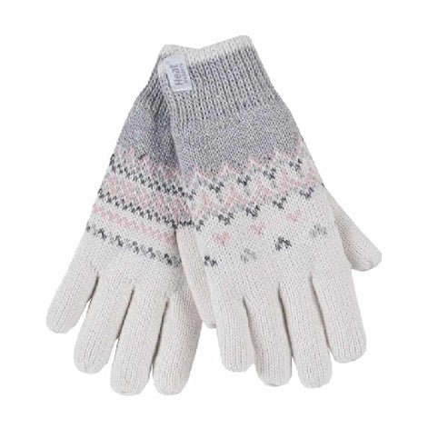 Ladies Fairisle Fleece Lined Knitted Warm Winter Thermal Gloves