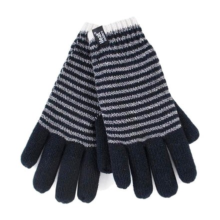 Ladies Striped Fleece Lined Knitted Warm Thermal Winter Gloves