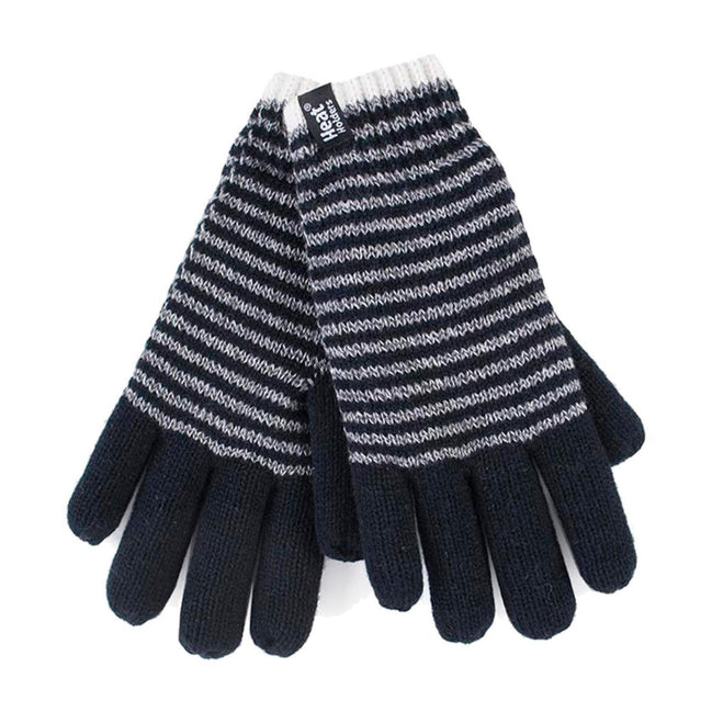 Ladies Striped Fleece Lined Knitted Warm Thermal Winter Gloves
