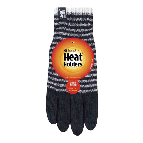 Ladies Striped Fleece Lined Knitted Warm Thermal Winter Gloves
