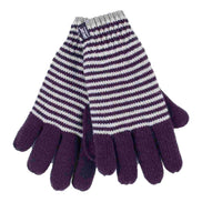 Ladies Striped Fleece Lined Knitted Warm Thermal Winter Gloves