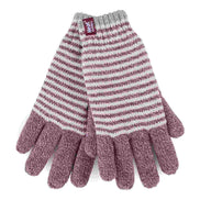 Ladies Striped Fleece Lined Knitted Warm Thermal Winter Gloves