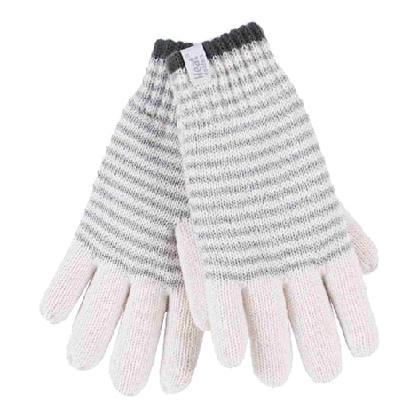Ladies Striped Fleece Lined Knitted Warm Thermal Winter Gloves