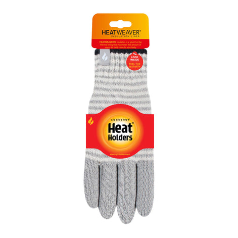 Ladies Striped Fleece Lined Knitted Warm Thermal Winter Gloves