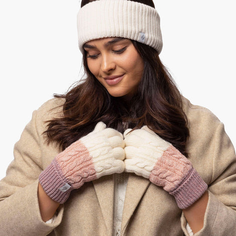 Ladies Fairisle Fleece Lined Knitted Warm Winter Thermal Gloves