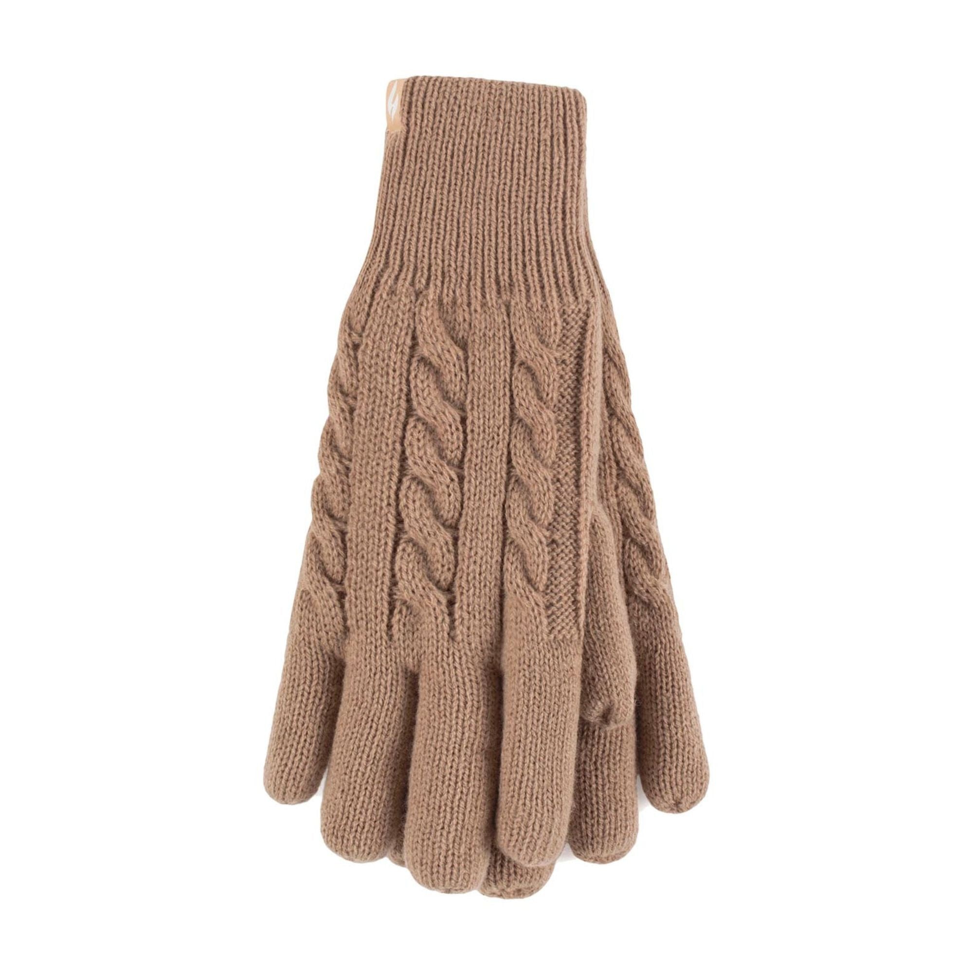 Ladies Cable Knit 2.3 Tog Fleece Lined Thermal Winter Gloves