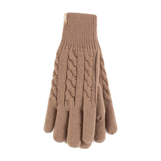 Ladies Cable Knit 2.3 Tog Fleece Lined Thermal Winter Gloves