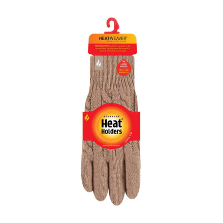 Ladies Cable Knit 2.3 Tog Fleece Lined Thermal Winter Gloves