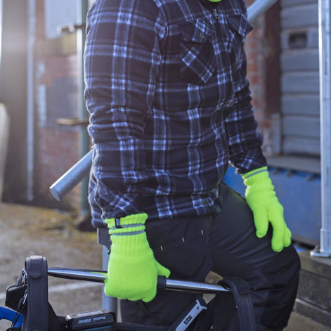 Mens Hi Vis Reflective Soft Fleece Lined Thermal Winter Gloves
