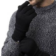 Mens Thermal Gloves with Protective Ribbed Cuff - 2 Pack