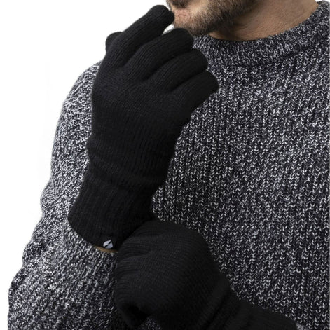 Mens Thermal Gloves with Protective Ribbed Cuff - 2 Pack