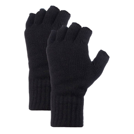 Mens Fingerless Gloves with Thermal Fleece Lining - 2 Pack