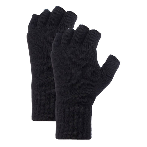 Mens Fingerless Gloves with Thermal Fleece Lining - 2 Pack