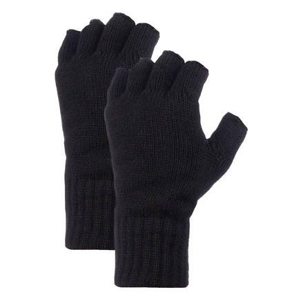 Mens Fingerless Gloves with Thermal Fleece Lining - 2 Pack