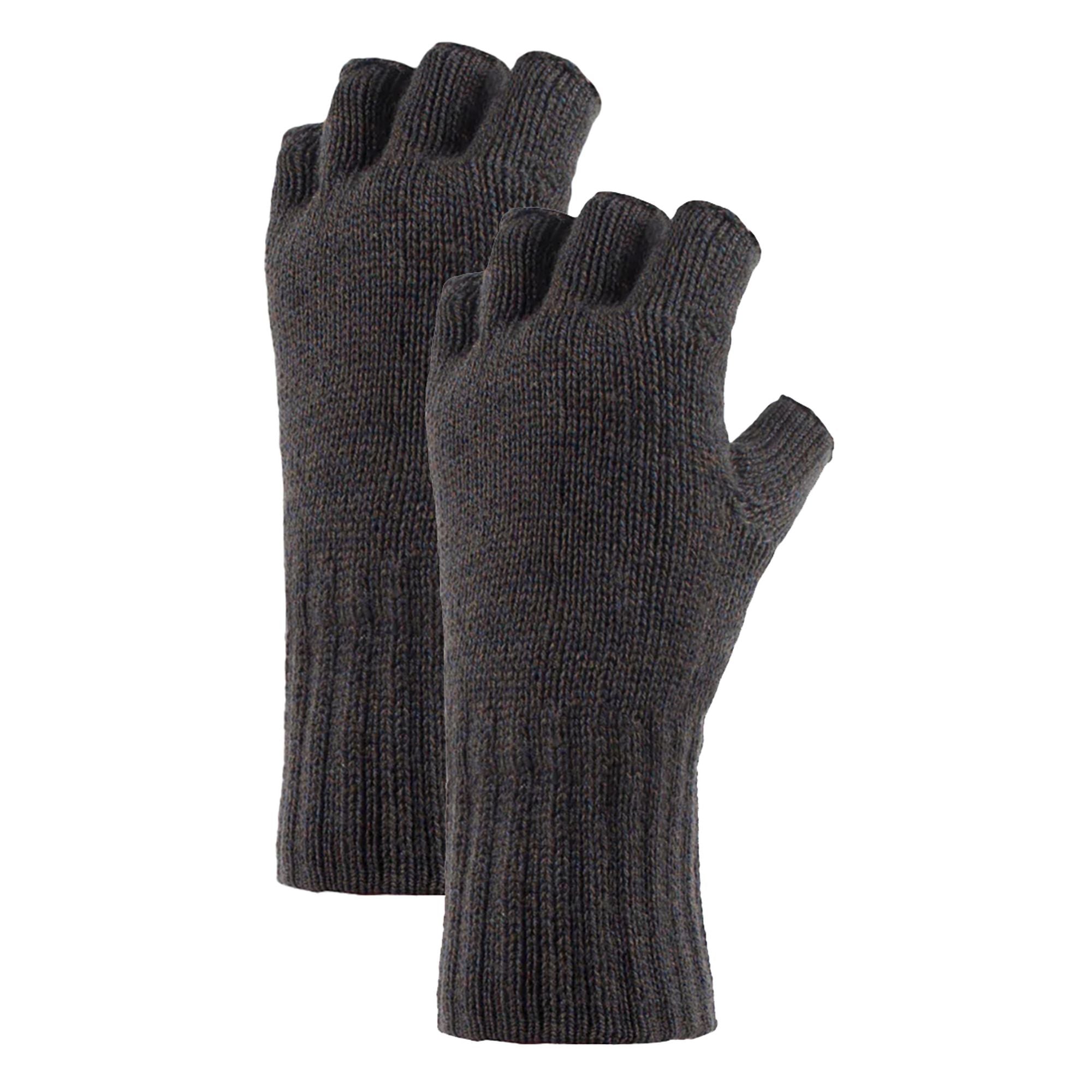 Mens Fingerless Gloves with Thermal Fleece Lining - 2 Pack