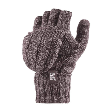 Ladies Cable Knit 2.3 Tog Thermal Winter Fingerless Converter Gloves