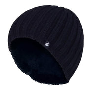 Mens 3.4 TOG Soft Fleece Lined Ribbed Knitted Thermal Winter Hat