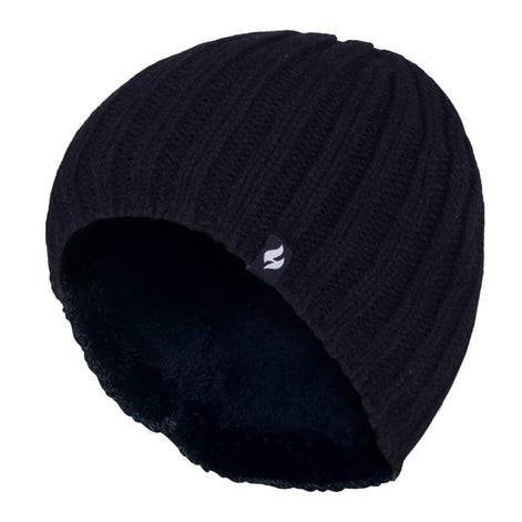 Mens 3.4 TOG Soft Fleece Lined Ribbed Knitted Thermal Winter Hat