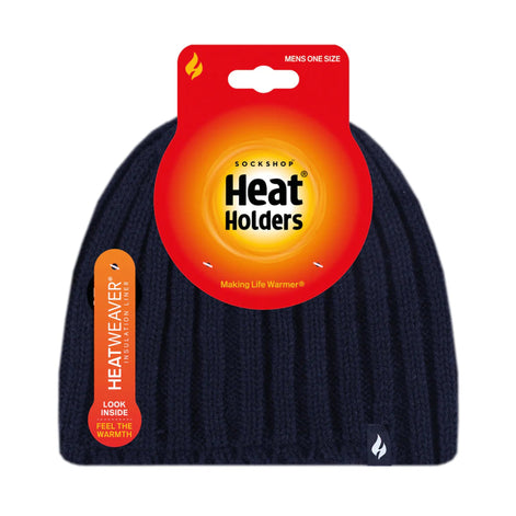 Mens 3.4 TOG Soft Fleece Lined Ribbed Knitted Thermal Winter Hat