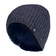 Mens Soft Fleece Lined Thermal Ribbed Beanie Hat