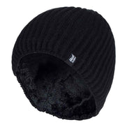 Mens Soft Fleece Lined Thermal Ribbed Beanie Hat