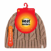 Ladies Cable Knit 3.4 Tog Fleece Lined Thermal Winter Hat