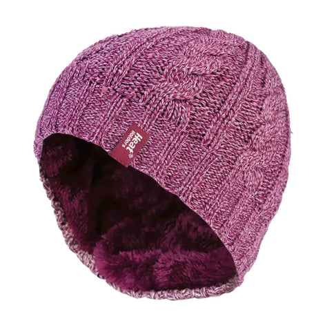 Ladies Cable Knit 3.4 Tog Fleece Lined Thermal Winter Hat