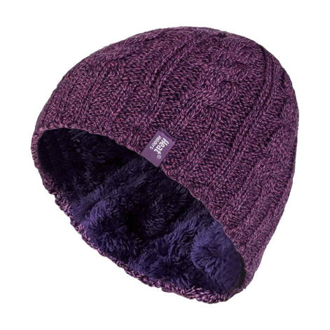 Ladies Cable Knit 3.4 Tog Fleece Lined Thermal Winter Hat