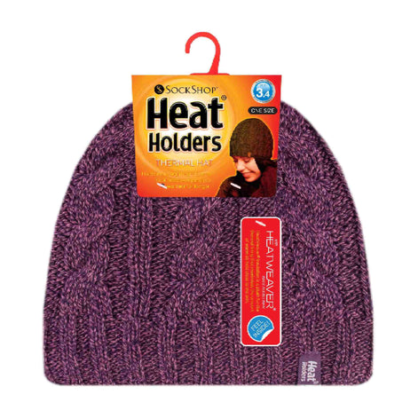 Ladies Cable Knit 3.4 Tog Fleece Lined Thermal Winter Hat