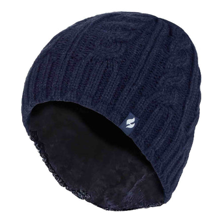 Ladies Cable Knit 3.4 Tog Fleece Lined Thermal Winter Hat