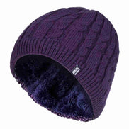 Ladies Cable Knit Fleece Lined Knitted Thermal Beanie Hat