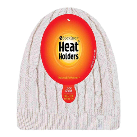 Ladies Cable Knit Fleece Lined Knitted Thermal Beanie Hat