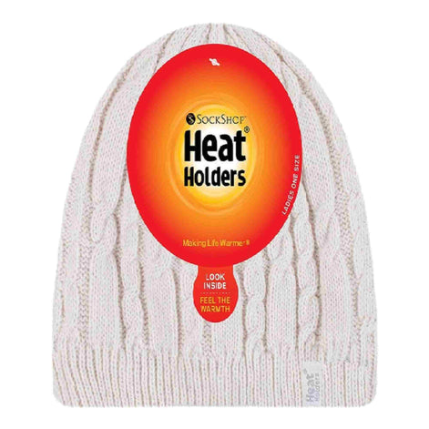 Ladies Cable Knit Fleece Lined Knitted Thermal Beanie Hat