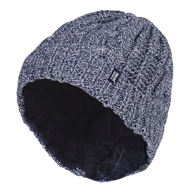Ladies Cable Knit Fleece Lined Turnover Hat for Winter
