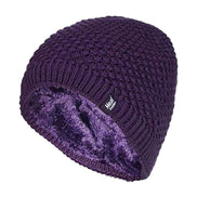 Ladies Crochet Knit Fleece Lined Warm Thermal Winter Beanie Hat