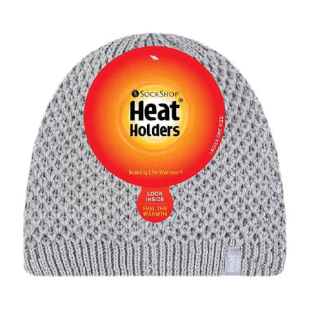 Ladies Crochet Knit Fleece Lined Warm Thermal Winter Beanie Hat