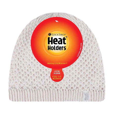 Ladies Crochet Knit Fleece Lined Warm Thermal Winter Beanie Hat