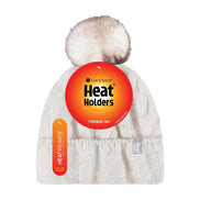 Ladies Cable Knit Fleece Lined Thermal Winter Bobble Hat with Pom Pom