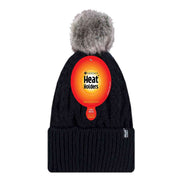 Ladies Knitted Turnover Cuffed Pom Pom Beanie Hat with Bobble
