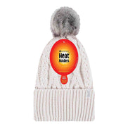 Ladies Knitted Turnover Cuffed Pom Pom Beanie Hat with Bobble