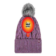 Ladies Knitted Turnover Cuffed Pom Pom Beanie Hat with Bobble